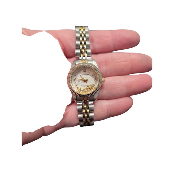 Star & Moon Gruen Women Silver Gold Two Tone Watch - Picture 9 of 9